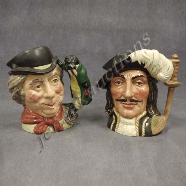 LOT (2) ROYAL DOULTON PORCELAIN TOBY JUGS: LOT (2) ROYAL DOULTON PORCELAIN TOBY JUGS INCLUDING THE WALRUS AND CARPENTER #06600, HEIGHT 7 1/2"