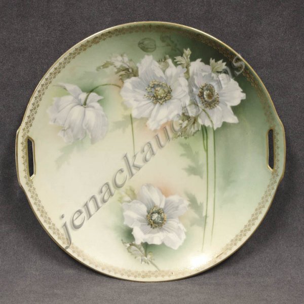 R.S. GERMAN PORCELAIN DECORATED CAKE DISH