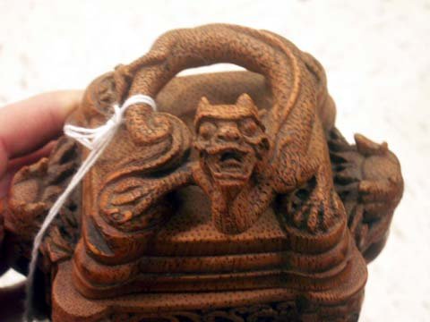 CHINESE CARVED BAMBOO COVERED BOX  - 6