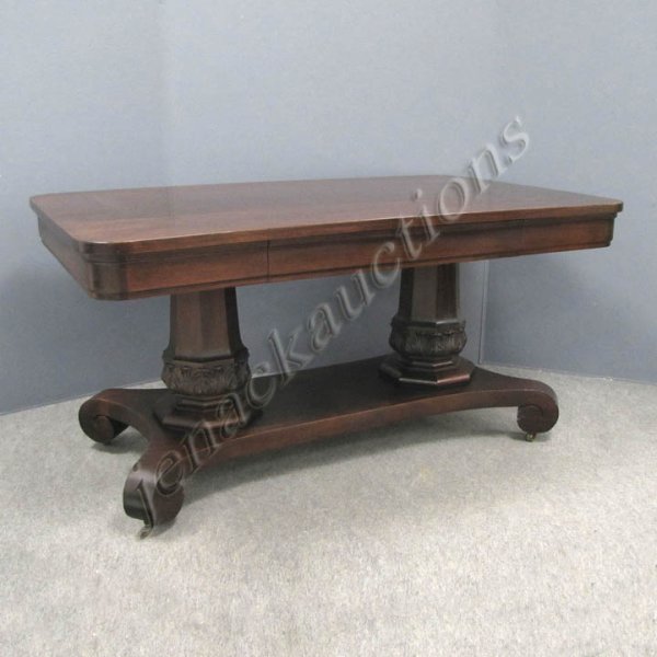 EMPIRE REVIVAL CARVED MAHOGANY LIBRARY TABLE