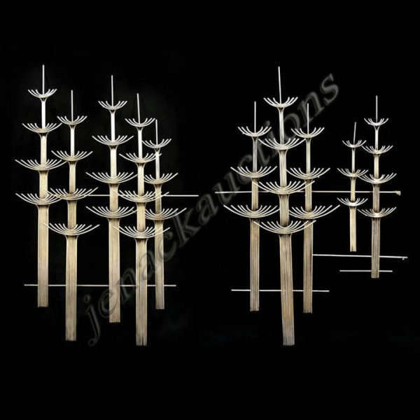 PAIR DESIGNER MODERN CHROME STEEL TREE-FORM WALL