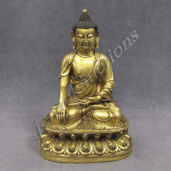 CHINESE GILT BRONZE SEATED BUDDHA, LATE CHING