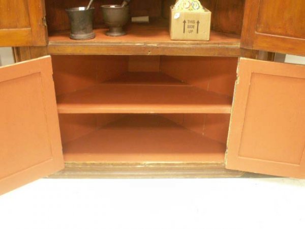 CHIPPENDALE CARVED PINE PANELED CORNER CUPBOARD - 4