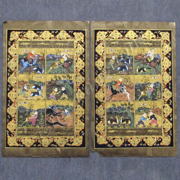 LOT (2) INDIAN ILLUMINATED MINIATURE PAINTINGS