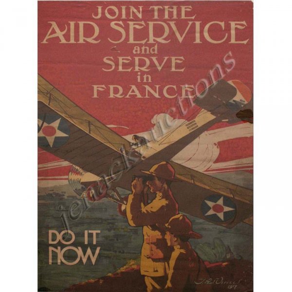 WWI POSTER, "JOIN THE AIR SERVICE-SERVE…" VERREES