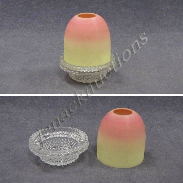 PEACH BLOW STAIN GLASS FAIRY LAMP
