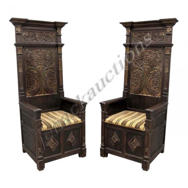 PAIR RENAISSANCE STYLE OAK ELDER'S CHAIRS