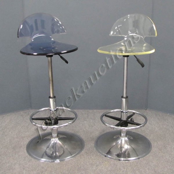 PAIR DESIGNER MODERN LUCITE BAR STOOLS