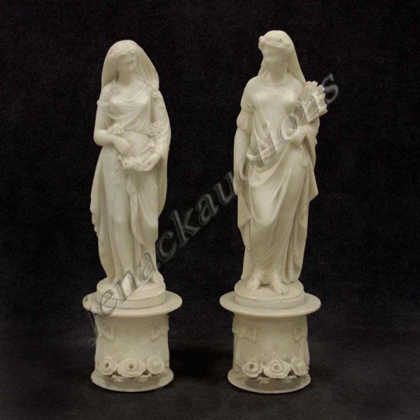 PAIR CONTINENTAL ALABASTER CLASSICAL FIGURES: PAIR CONTINENTAL CARVED ALABASTER CLASSICAL FIGURES, 19TH CENTURY. HEIGHT 17 1/2"