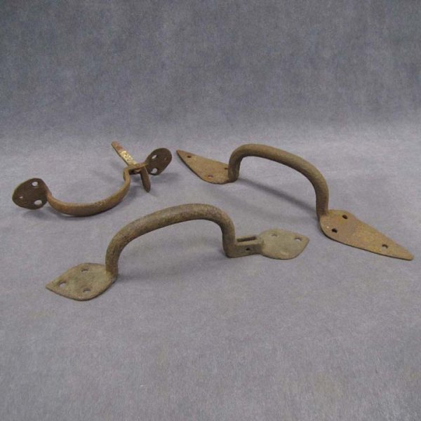LOT (3) WROUGHT IRON DOOR HANDLES/HARDWARE