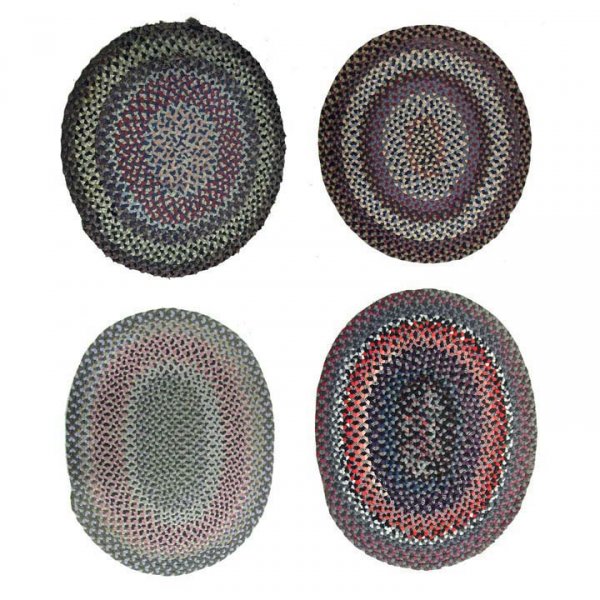 LOT (4) ASSORTED VINTAGE ROUND/OVAL RAG RUGS: LOT (4) ASSORTED VINTAGE ROUND/OVAL RAG RUGS (SOME WEAR) LARGEST 4'2" X 5"