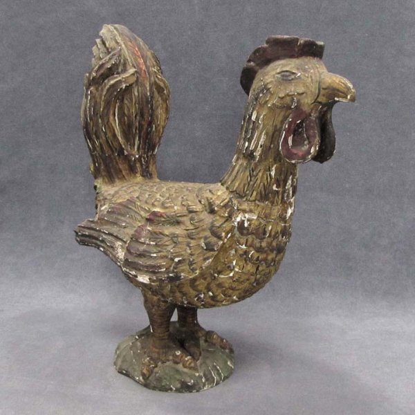 FINE FOLK ART CARVED AND PAINTED CHICKEN HEN: FINE FOLK ART CARVED AND PAINTED CHICKEN HEN, MANNER OF WILHELM SCHIMMEL. HEIGHT 17"