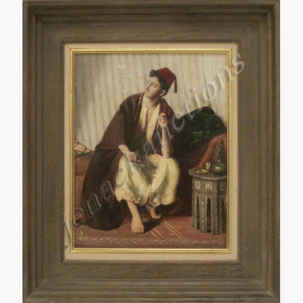 HARRY ROSS (AMERICAN 20TH CENTURY), OIL ON CANVAS: HARRY ROSS (AMERICAN 20TH CENTURY), OIL ON CANVAS, TURKISH CIGARETTE, SIGNED. 14 X 11"; FRAMED 20 X 17"