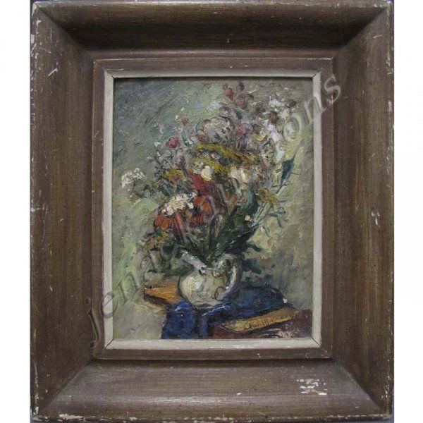 ARNOLD HOFFMANN (GERMAN/AMERICAN 1886-1966), OIL: ARNOLD HOFFMANN (GERMAN/AMERICAN 1886-1966), OIL ON CANVAS, VASE OF FLOWERS, SIGNED. 12 X 9"; FRAMED-18 X 15"