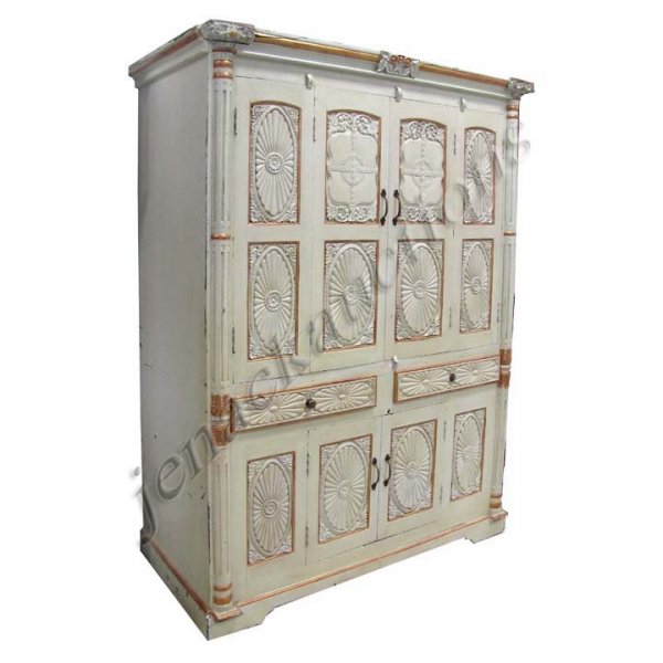 ADAMS STYLE PAINTED CABINET, 19TH CENTURY: ADAMS STYLE PAINTED CABINET, 19TH CENTURY. HEIGHT 77 1/2"; WIDTH 57"