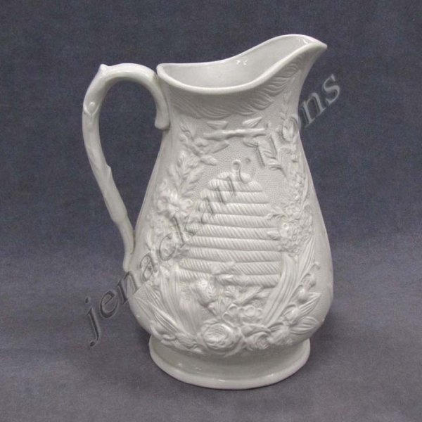 VICTORIAN PARIAN "BEE HIVE" PITCHER, 19TH CENTURY: VICTORIAN PARIAN "BEE HIVE" PITCHER, 19TH CENTURY. HEIGHT 10"