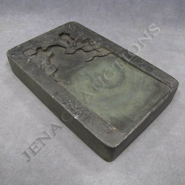 CHINESE CARVED INK STONE, SIGNED: CHINESE CARVED INK STONE, SIGNED. 7 X 11"