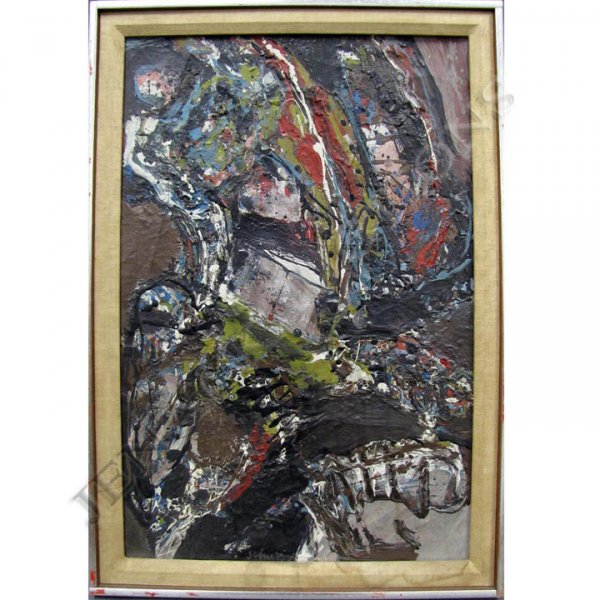 HENK SCHURING (EUROPEAN 20TH CENTURY), OIL : HENK SCHURING (EUROPEAN 20TH CENTURY), OIL ON CANVAS, ABSTRACT, SIGNED. 24 X 16"; FRAMED 26 X 18"