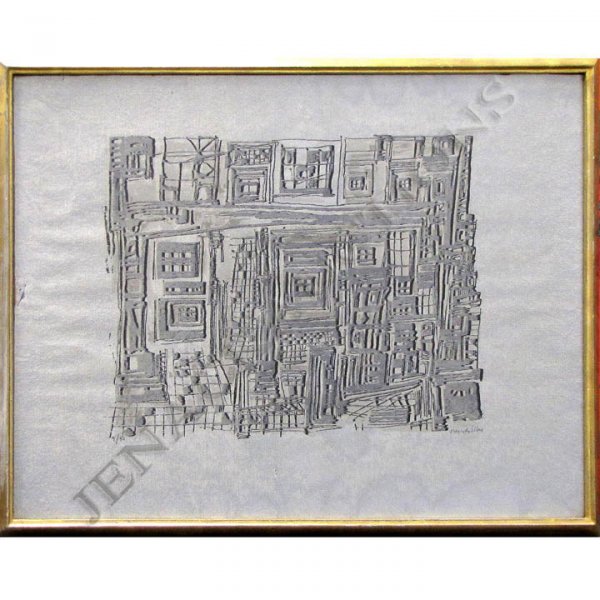 MARIA ELENA VIERA DE SILVA (SPANISH, 20TH CENTURY): MARIA ELENA VIERA DE SILVA (SPANISH, 20TH CENTURY) SERIGRAPH, ABSTRACT, SIGNED #9/95, C.1959. SHEET 19 1/2 X 25 1/4"; FRAMED & GLAZED 21 1/2 X 27", LABEL VERSO