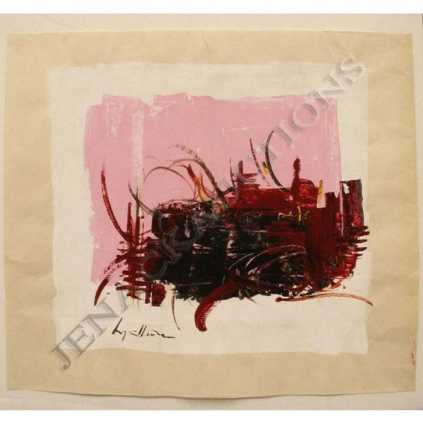 GEORGES MATHIEU (FRENCH 1921-) OIL ON PAPER: GEORGES MATHIEU (FRENCH 1921-) OIL ON PAPER, UNTITLED ABSTRACT, SIGNED. SHEET 13 X 14 3/4" (LOOSE)