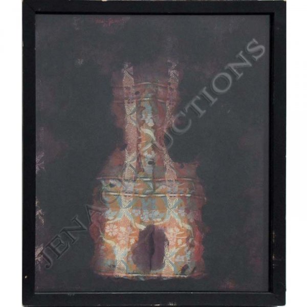 JOSEP GRAU-GARRIGA (SPANISH 1929-), FABRIC COLLAGE: JOSEP GRAU-GARRIGA (SPANISH 1929-), FABRIC COLLAGE/MIXED MEDIUM, "FREIDA", SIGNED AND TITLED 1977. FRAMED AND GLAZED-19 1/2 X 16"