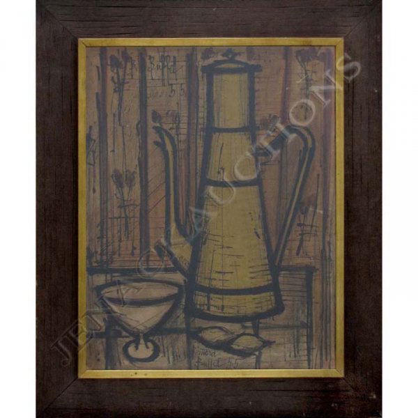 BERNARD BUFFET (FRENCH 1929-1999), LITHOGRAPH: BERNARD BUFFET (FRENCH 1929-1999), LITHOGRAPH, "CAFETERIE", SIGNED (2X-IN PLATE) 1955. SHEET 23 X 17 1/2"; FRAMED AND GLAZED-29 X 24"