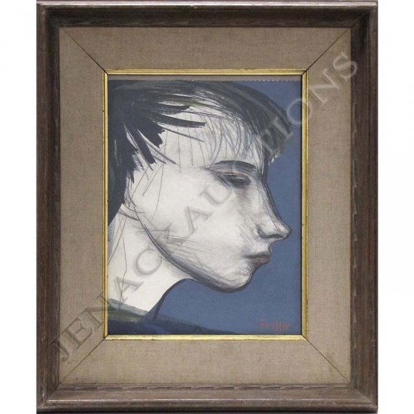 JOSEF PRESSER (AMERICAN 1907-1967) GRAPHITE: JOSEF PRESSER (AMERICAN, BOSTON 1907-1967) GRAPHITE/GOUACHE, "FRANCESCA", SIGNED & TITLED. 12 X 9"; FRAMED & GLAZED 18 1/2 X 15 3/4"