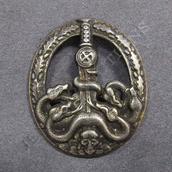 GERMAN WWII ALLOY, ANTI-PARTISAN WAR BADGE: GERMAN WWII ALLOY, ANTI-PARTISAN WAR BADGE, 1944-45 (TYPE A)