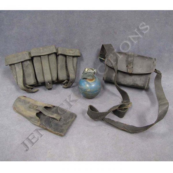 LOT ASSORTED GERMAN WWI/II CARTRIDGE BOXES, FROG: LOT ASSORTED GERMAN WWI/II CARTRIDGE BOXES, FROG, GRENADE