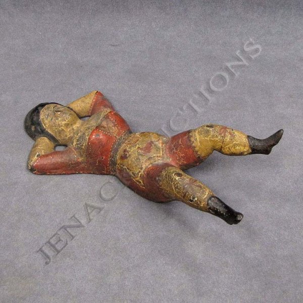 VINTAGE CAST IRON POLYCHROME "NAUGHTY NELLIE" : VINTAGE CAST IRON POLYCHROME "NAUGHTY NELLIE" BOOT JACK. LENGTH 10"