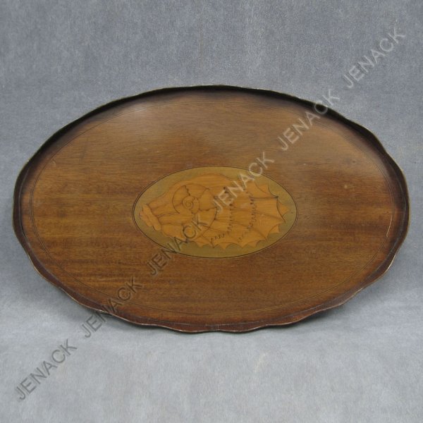 HEPPLEWHITE INLAID MAHOGANY TRAY, 19TH CENTURY: HEPPLEWHITE INLAID MAHOGANY TRAY, 19TH CENTURY. 13 X 21"