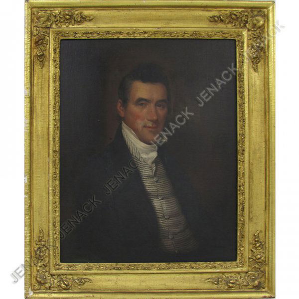 ATTRIBUTED TO JOHN PARADISE, PORTRAIT, PETER LEX: ATTRIBUTED TO JOHN PARADISE (AMERICAN, PENNSYLVANIA/NEW YORK 1783-1833), OIL ON CANVAS OVER PANEL, PORTRAIT OF PETER LEX (PHILADELPHIA 1750-1831), UNSIGNED. 30 X 24"; FRAMED 39 X 33" (RELINED) PROVENA