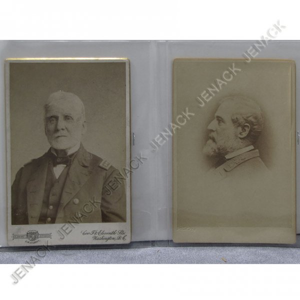 LOT (2) CIVIL WAR CABINET CARDS: LOT (2) CIVIL WAR CABINET CARDS INCLUDING GENERAL ROBERT E. LEE, C.S.A. BY M. MILEY; RICHMOND, VIRGINIA AND ADMIRAL SAMUEL PHILLIPS LEE, U.S.N. (COUSIN OF R.E. LEE) BY GILBERT STUDIOS, WASHINGTON DC
