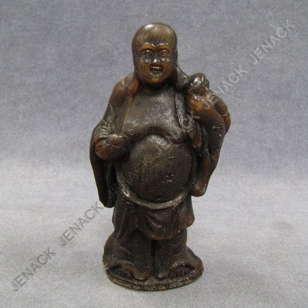 CHINESE CARVED HORN FIGURE OF A MONK: CHINESE CARVED HORN FIGURE OF A MONK. HEIGHT 5 1/2"