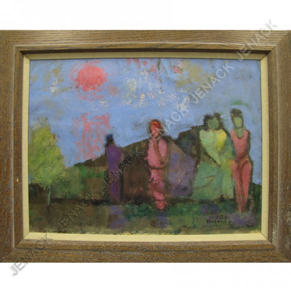 MARTIN FRIEDMAN (AMERICAN NEW YORK 1896-1981) OIL: MARTIN FRIEDMAN (AMERICAN NEW YORK 1896-1981) OIL ON ARTIST BOARD, FIGURES IN A LANDSCAPE, SIGNED. 18 X 24"; FRAMED 24 X 30"
