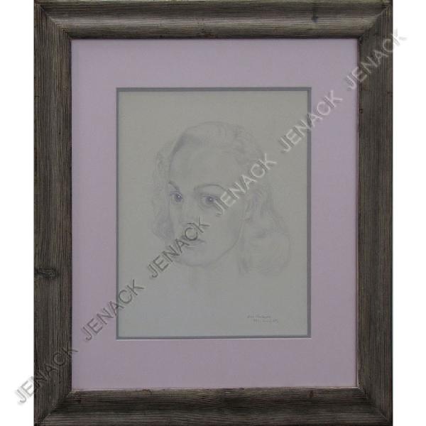 BORIS CHALIAPIN (NEW YORK 1904-1979), GRAPHITE: BORIS CHALIAPIN (NEW YORK 1904-1979), GRAPHITE, PORTRAIT OF KATHERINE DEMILLE QUINN (DAUGHTER OF CECIL B. DEMILLE/WIFE OF ANTHONY QUINN), SIGNED BEVERLY HILLS 1943. SIGHT 15 1/2 X 12 3/4"; FRAMED AND