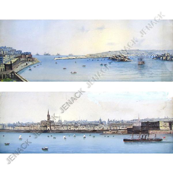 CONTINENTAL SCHOOL (19TH CENTURY) LOT (2) GOUACHE: CONTINENTAL SCHOOL (19TH CENTURY) LOT (2) GOUACHE HARBOR VIEWS, UNSIGNED. SHEETS 8 X 20 1/2