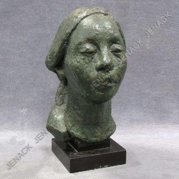 MATTIE BERHANG (AMERICAN 20TH CENTURY) BRONZE: MATTIE BERHANG (AMERICAN 20TH CENTURY) BRONZE, "REVENANTE", SIGNED, ROMAN BRONZE WORKS INC. UNIQUE. HEIGHT 16" OVERALL (ON MARBLE BASE) EXHIBITED: FRANK REHN GALLERY, 1973