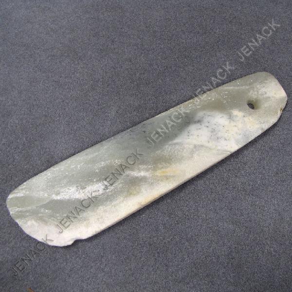 CHINESE NEOLITHIC JADE CEREMONIAL AXE: CHINESE NEOLITHIC JADE CEREMONIAL AXE. LENGTH 17