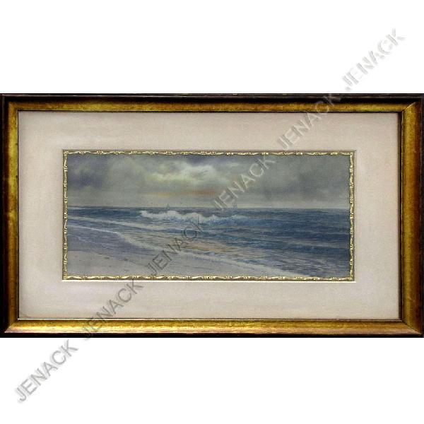 GEORGE HOWELL GAY (BROOKVILLE, NY 1858-1931): GEORGE HOWELL GAY (BROOKVILLE, NY 1858-1931), WATERCOLOR, SAILBOATS OFF LONG ISLAND, SIGNED. SIGHT 10 X 20"; FRAMED & GLAZED 19 X 29"