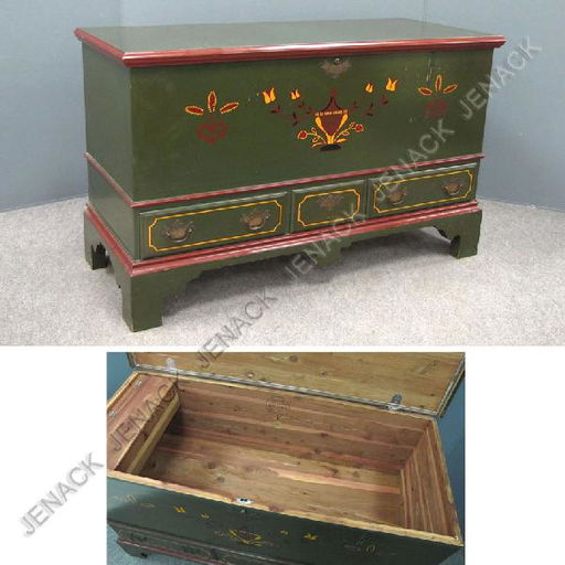 24 Lane Pennsylvania Dutch Style Painted Cedar Chest Aug 01