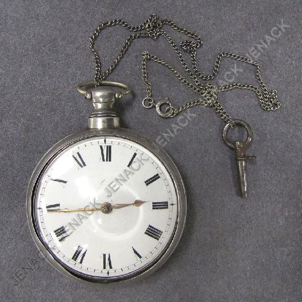EDWARD TOMPION, LONDON SILVER PARE CASED FUZEE KEY: EDWARD TOMPION, LONDON SILVER PARE CASED FUZEE KEY-WIND POCKET WATCH WITH KEY, #14004, 1818. DIAMETER 2" (WORKING)