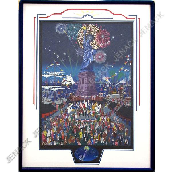 MELANIE TAYLOR KENT (AMERICAN 20TH CENTURY) PRINT: MELANIE TAYLOR KENT (AMERICAN 20TH CENTURY), SERIGRAPH, "STATUE OF LIBERTY CENTENNIAL", SIGNED AND TITLED, NEW YORK EDITION #26/50 1986. SIGHT 31 X 23"; FRAMED AND GLAZED-41 X 33"