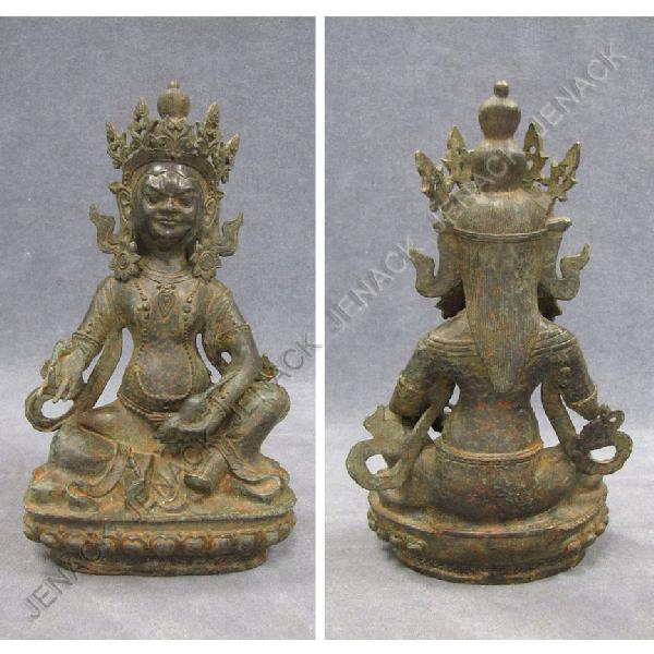 SOUTHEAST ASIAN CAST BRONZE FIGURE OF VISHNU: SOUTHEAST ASIAN CAST BRONZE FIGURE OF VISHNU WITH RAT, 19TH CENTURY. HEIGHT 9 1/4"