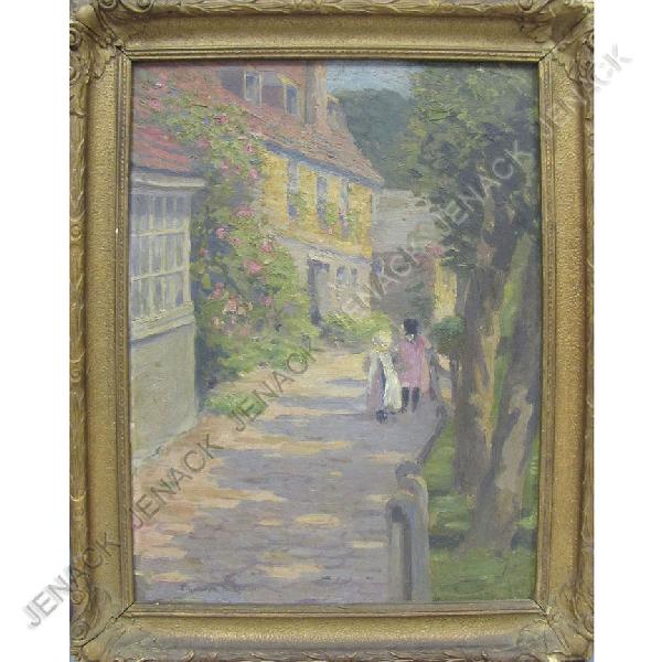 ETHELWYN B. UPTON (BRITISH 1800-1900), OIL: ETHELWYN B. UPTON (BRITISH 1800-1900), OIL ON ARTIST PANEL, SUMMER SCENE WITH CHILDREN, SIGNED. 14 X 10 1/2"; FRAMED 16 1/2 X 13"