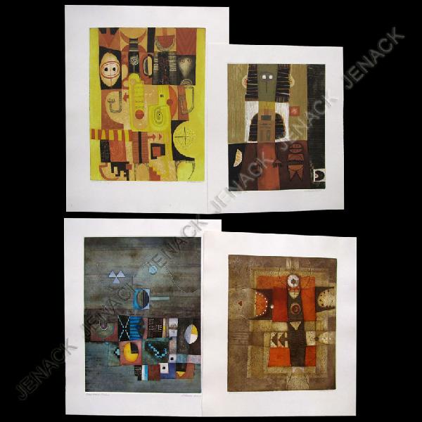 DIANA HANSEN (AMERICAN CALIFORNIA 1942-): DIANA HANSEN (AMERICAN CALIFORNIA 1942-) LOT (4) EMBOSSED ETCHINGS/AQUATINTS INCLUDING OWL MAN, SIGNED #85/200, 1978, SHEET 28 1/2 X 23 1/2"; DANCERS I, SIGNED #106/200, 1978, SHEET 35 X 27 1/2"; META