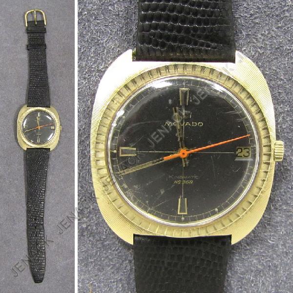 MOVADO 14K "KINGMATIC" HS360 28-JEWEL, WRISTWATCH: MOVADO 14K "KINGMATIC" HS360 28-JEWEL, CENTER SECONDS WRISTWATCH. DIAMETER 1 3/8"
