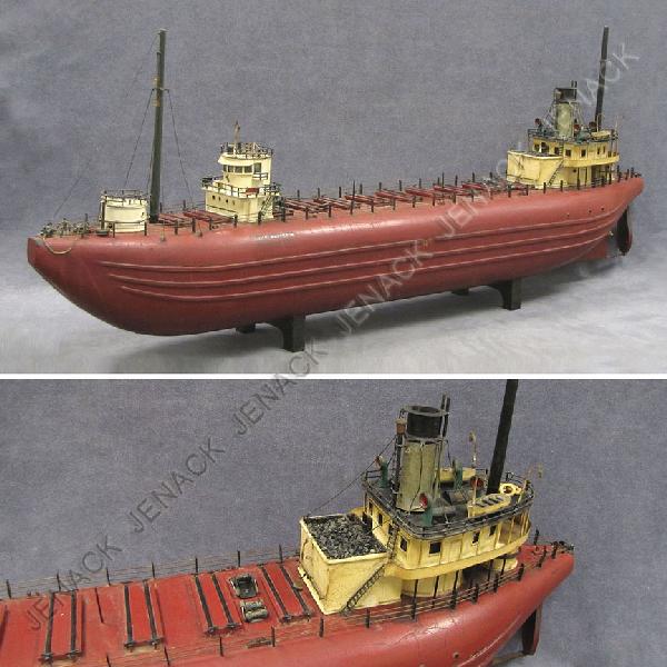 WOOD AND METAL GREAT LAKES CARGO SHIP MODEL: WOOD AND METAL GREAT LAKES CARGO SHIP MODEL, "JOHN ERICSSON". LENGTH 44"