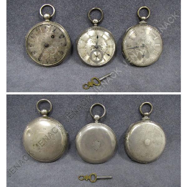 LOT (3) SILVER POCKET WATCHES: LOT (3) CONTINENTAL SILVER OPEN FACE KEY WIND POCKET WATCHES, 18/19TH CENTURY INCLUDING BREGUET