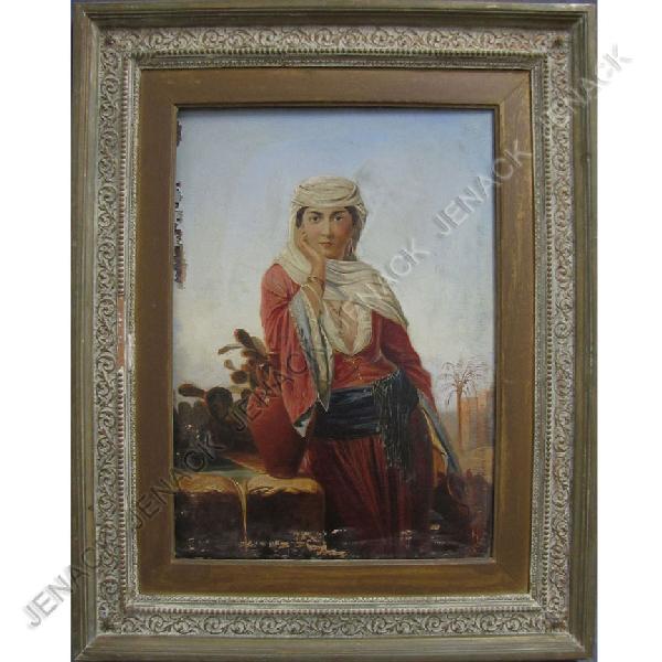 CONTINENTAL SCHOOL (19TH CENTURY), OIL ON PANEL: CONTINENTAL SCHOOL (19TH CENTURY), OIL ON PANEL, YOUNG WOMAN IN REGIONAL COSTUME, UNSIGNED. 17 1/2 X 12 1/4"; FRAMED 26 X 20" (PAINT LOSS)